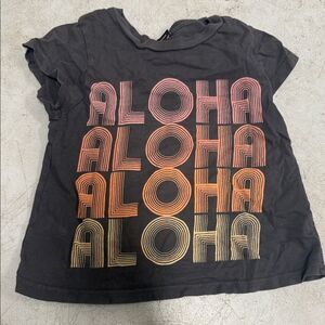 Gray T-Shirt with Aloha Graphic Logo - Short Sleeve T - TINY WHALES - 2T